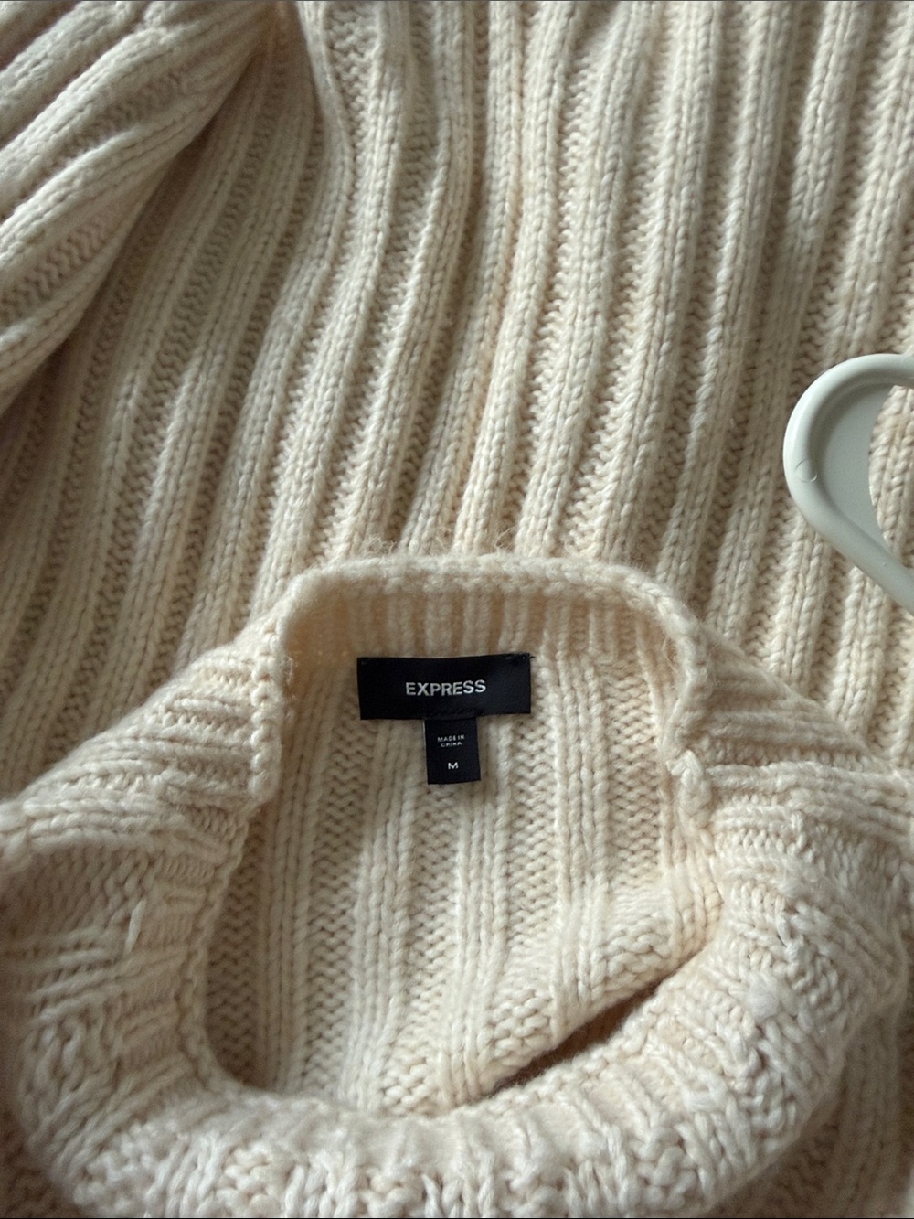Express Cream Ribbed Cable Knit Sweater - Picture 2 of 3